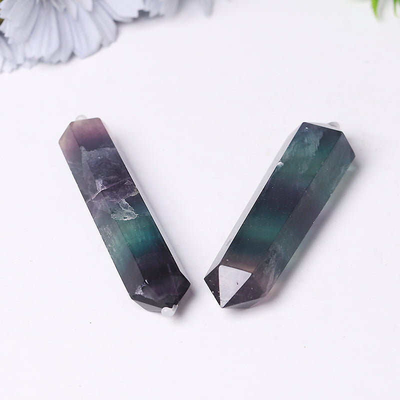 2.2-2.4 Inch Rainbow Fluorite Double Terminated Crystal Points for Healing