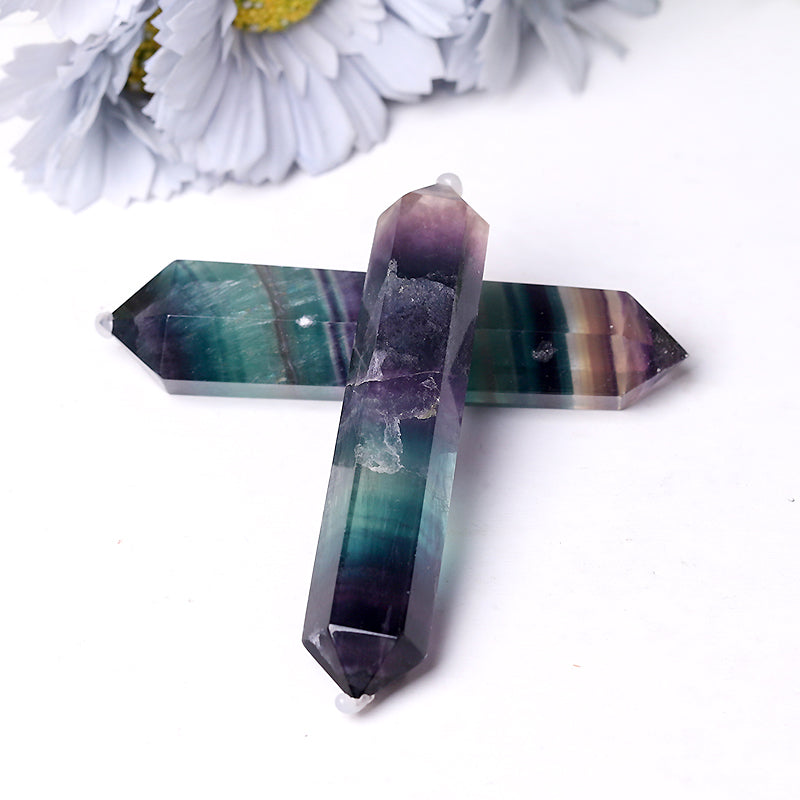 2.2-2.4 Inch Rainbow Fluorite Double Terminated Crystal Points for Healing