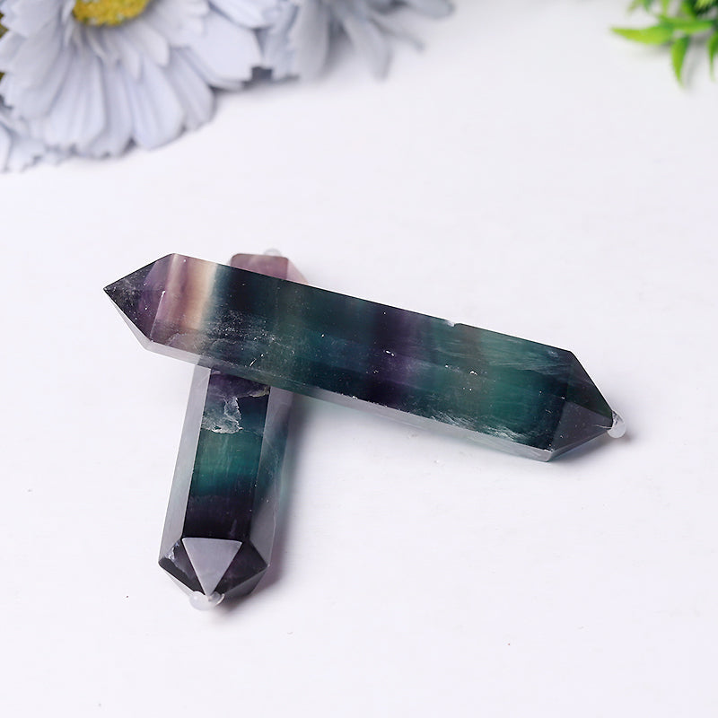 2.2-2.4 Inch Rainbow Fluorite Double Terminated Crystal Points for Healing