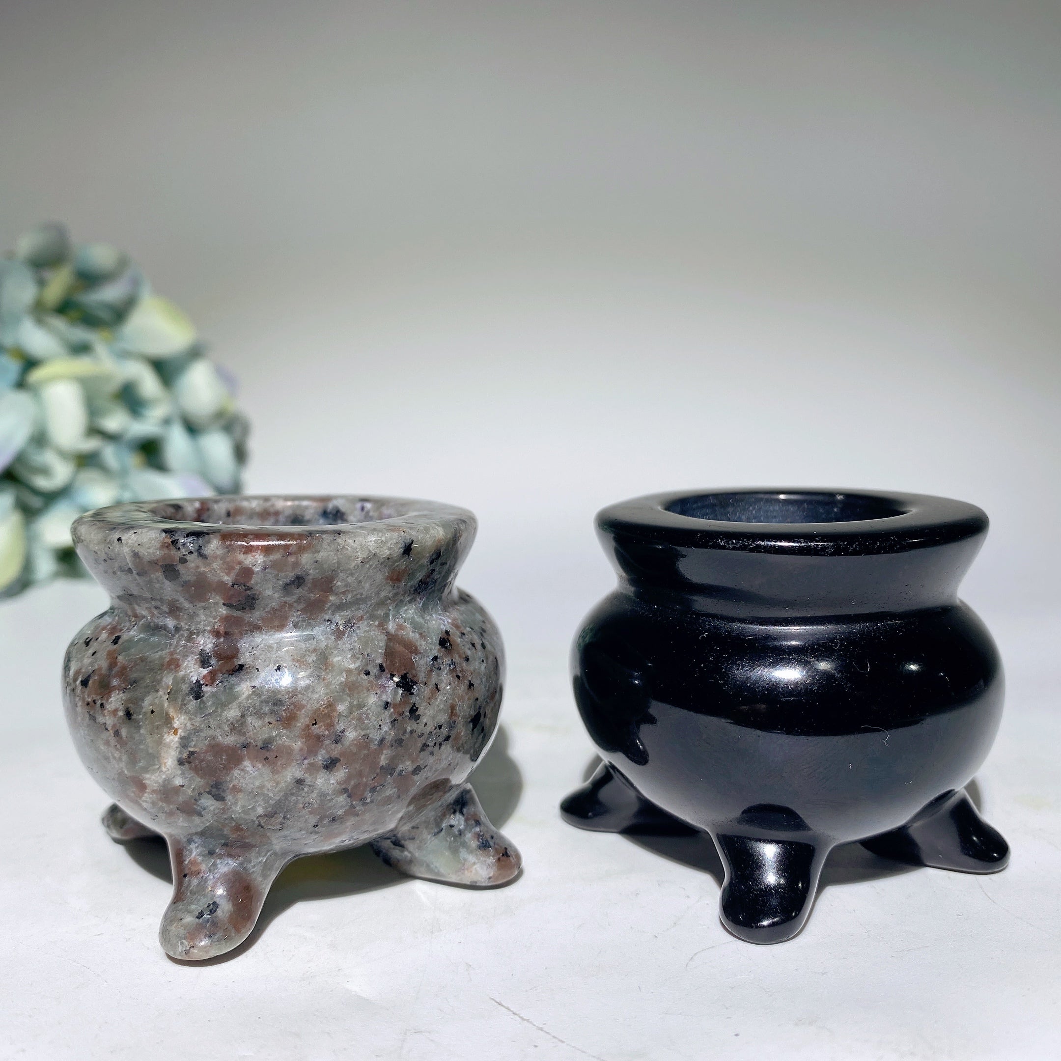 2.2" Black Obsidian & UV Reactive Yooperlite Crystal Carvings