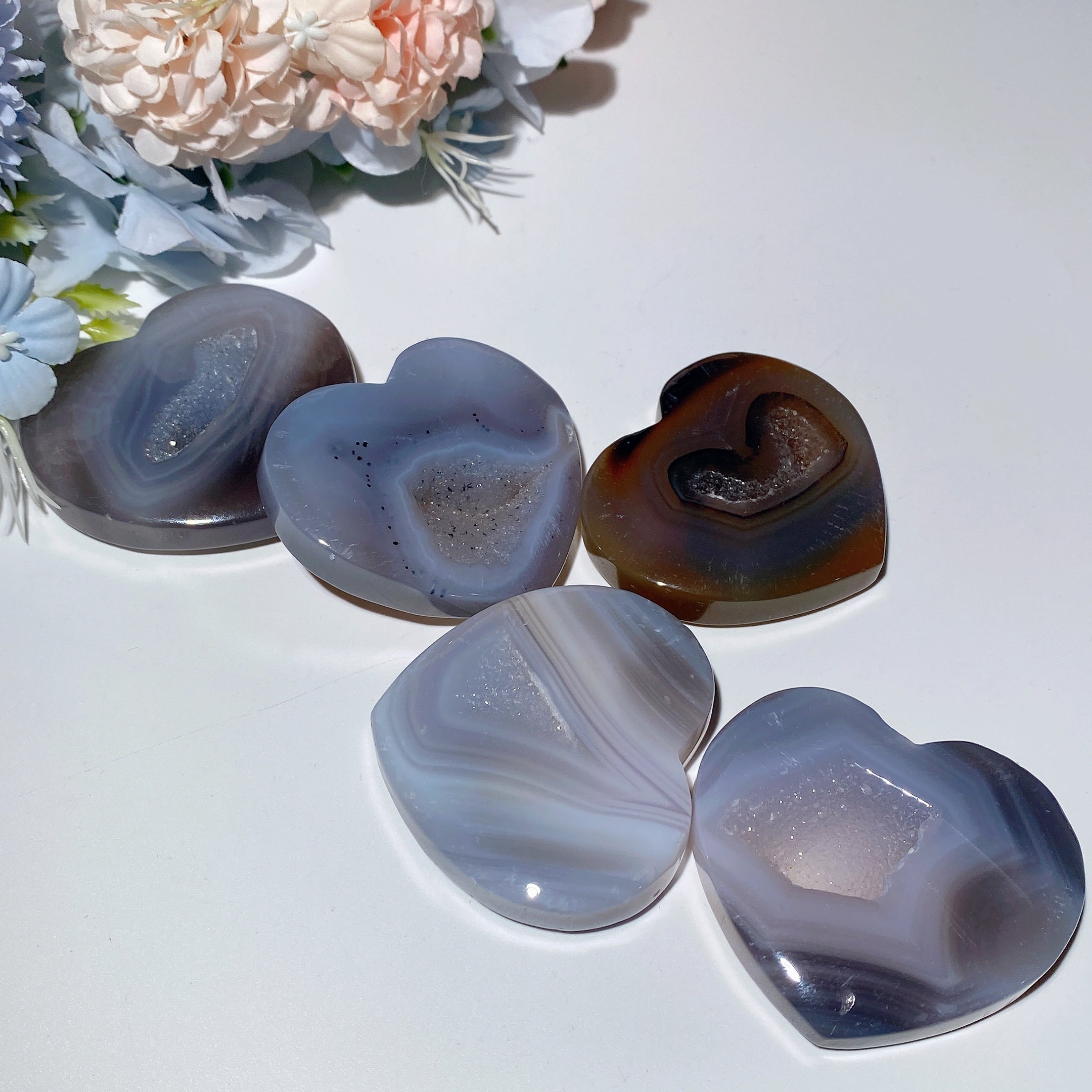 2.2" Druzy Agate Crystal Heart Carving for Healing