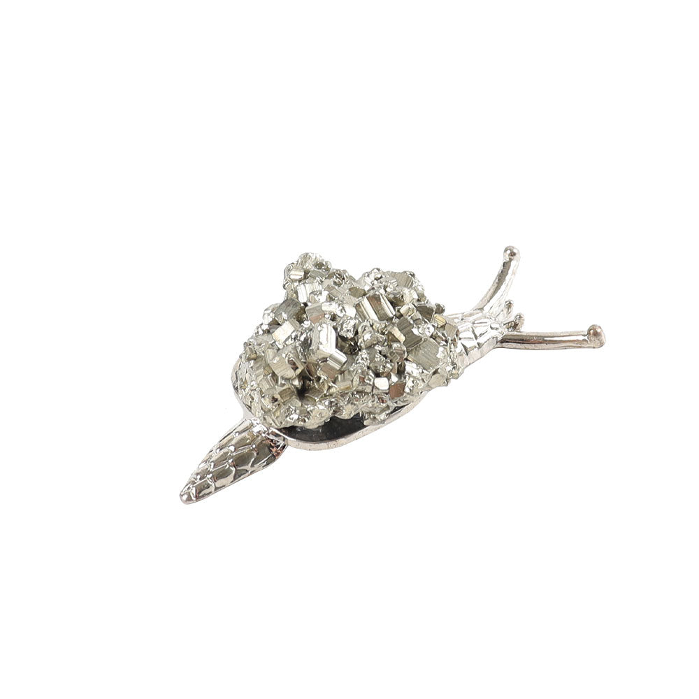 2.2-inch Raw Pyrite Snail Figurine for Spiritual Energy