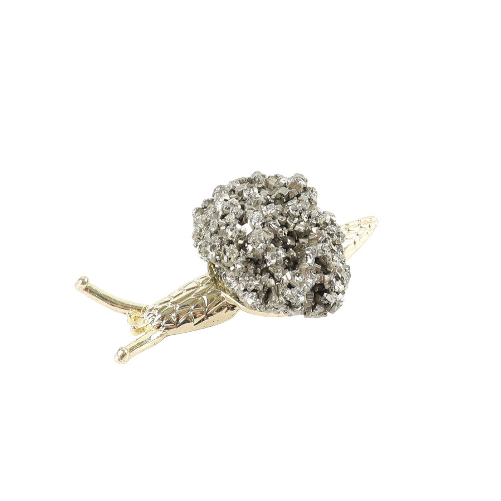 2.2-inch Raw Pyrite Snail Figurine for Spiritual Energy