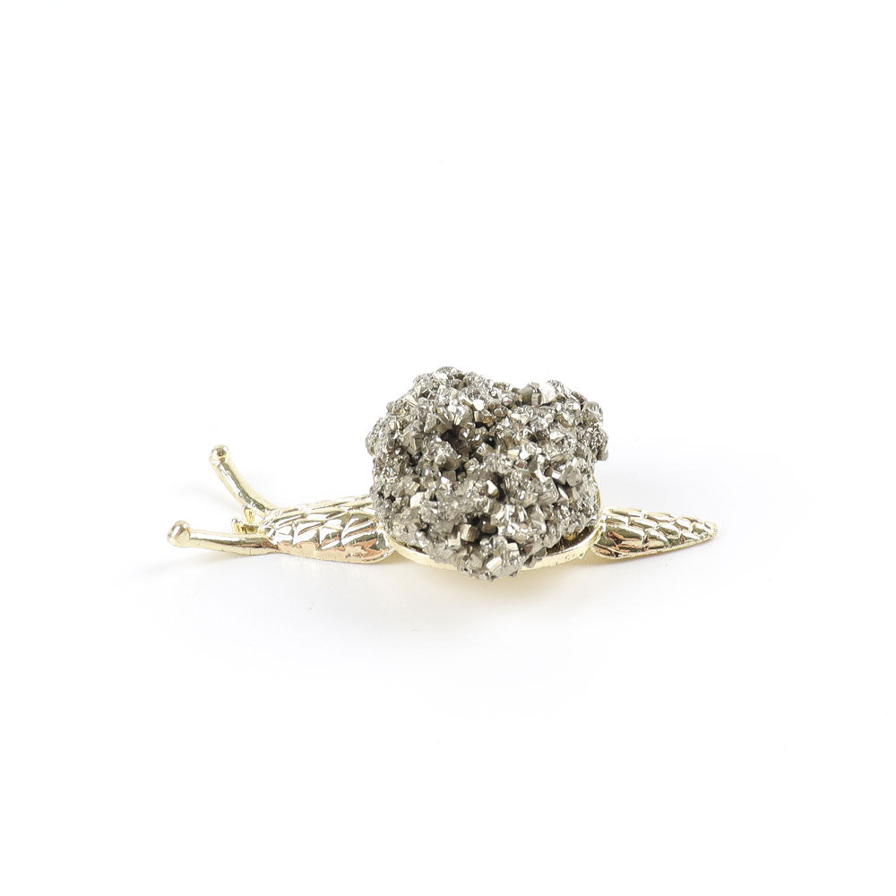 2.2-inch Raw Pyrite Snail Figurine for Spiritual Energy