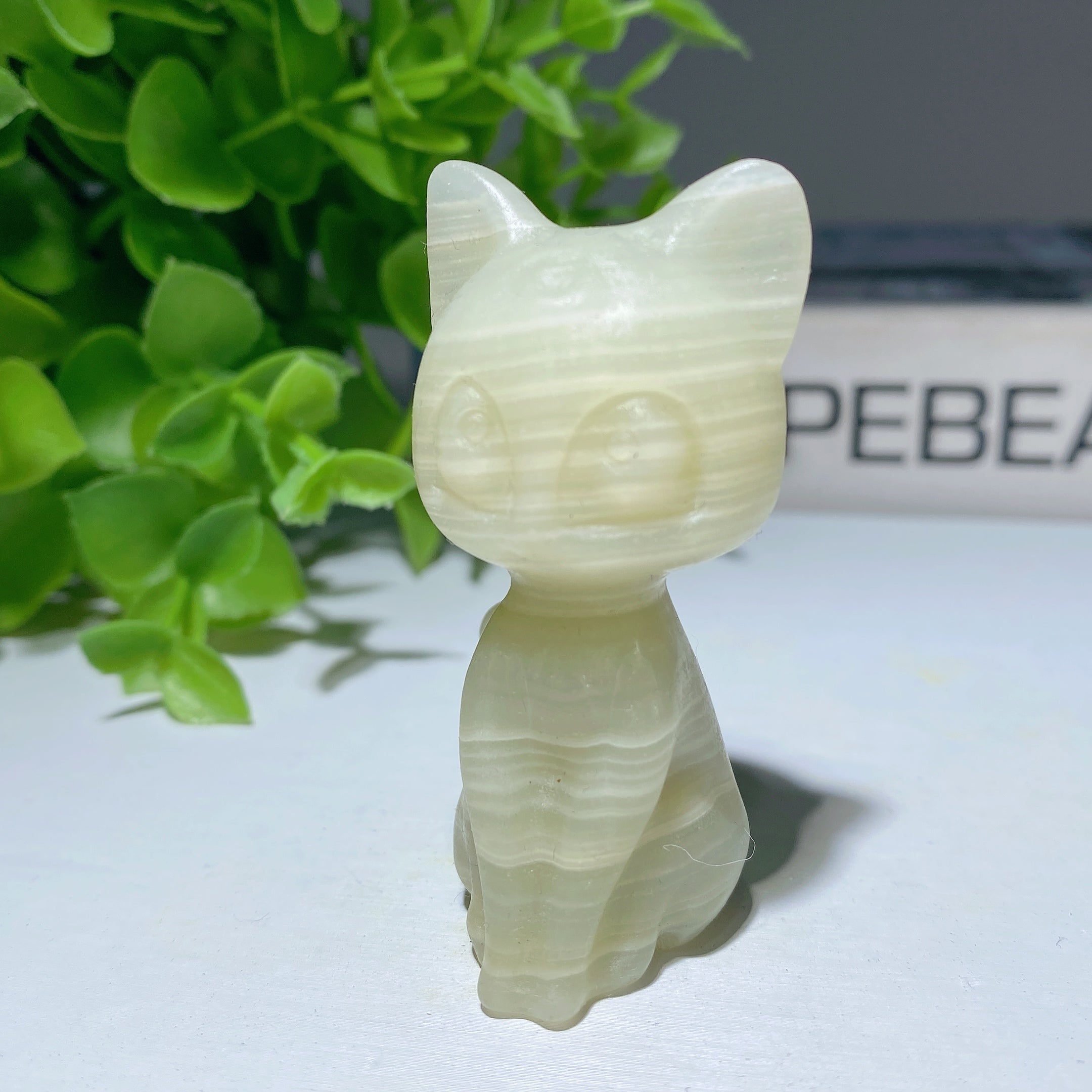 2.2" Mixed Crystal Cat Carvings Figurine Healing Energy