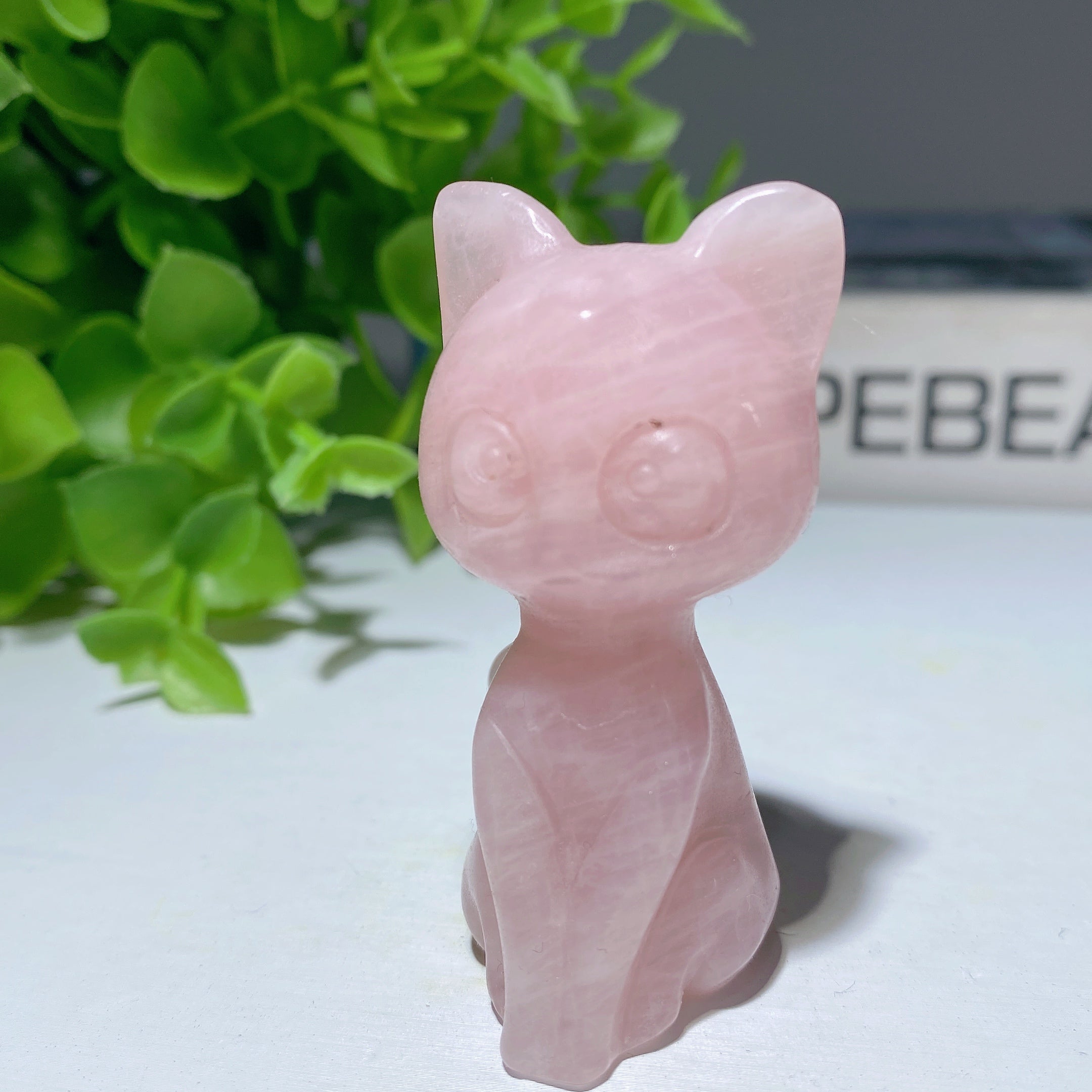 2.2" Mixed Crystal Cat Carvings Figurine Healing Energy