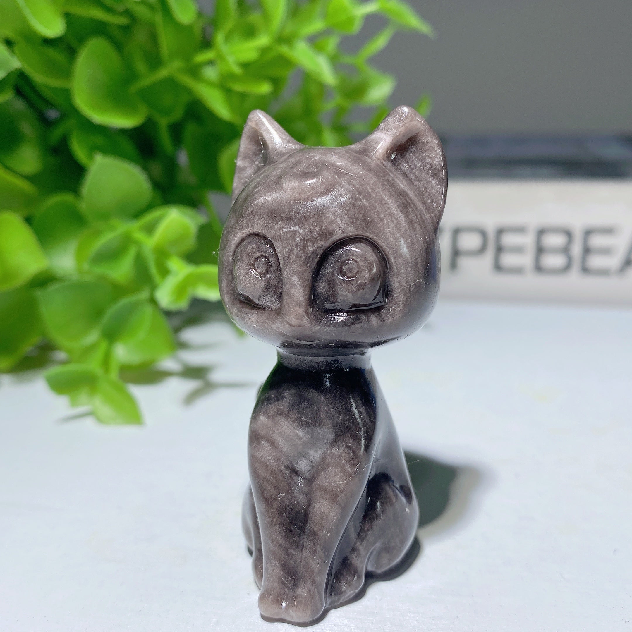 2.2" Mixed Crystal Cat Carvings Figurine Healing Energy