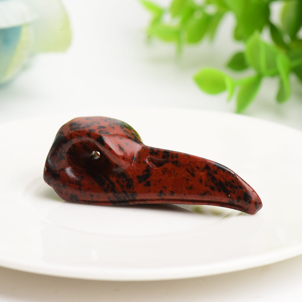 2.3-2.5in Mixed Crystal Raven Skull Carving Figurine
