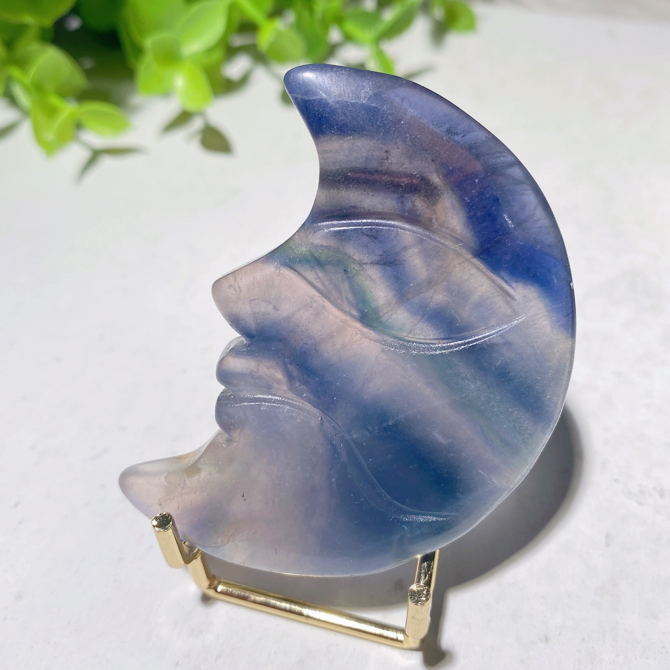2.3-3.0 inch Fluorite Moon Face Crystal Figurine