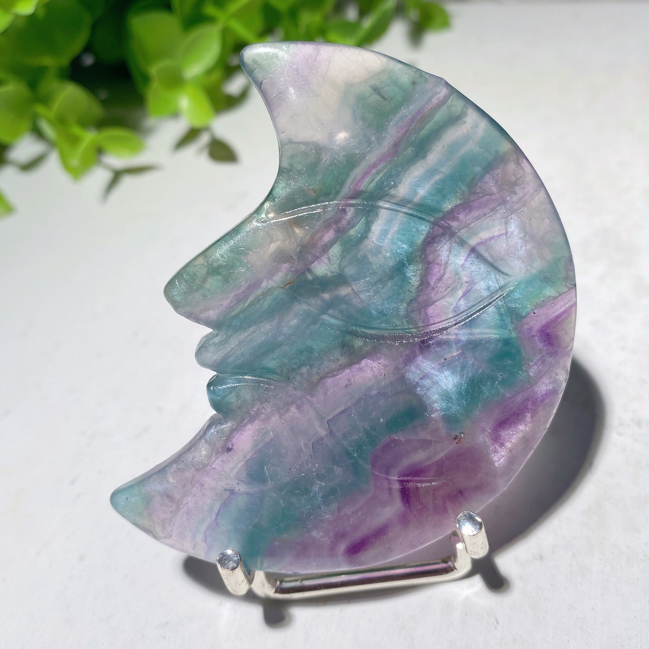 2.3-3.0 inch Fluorite Moon Face Crystal Figurine