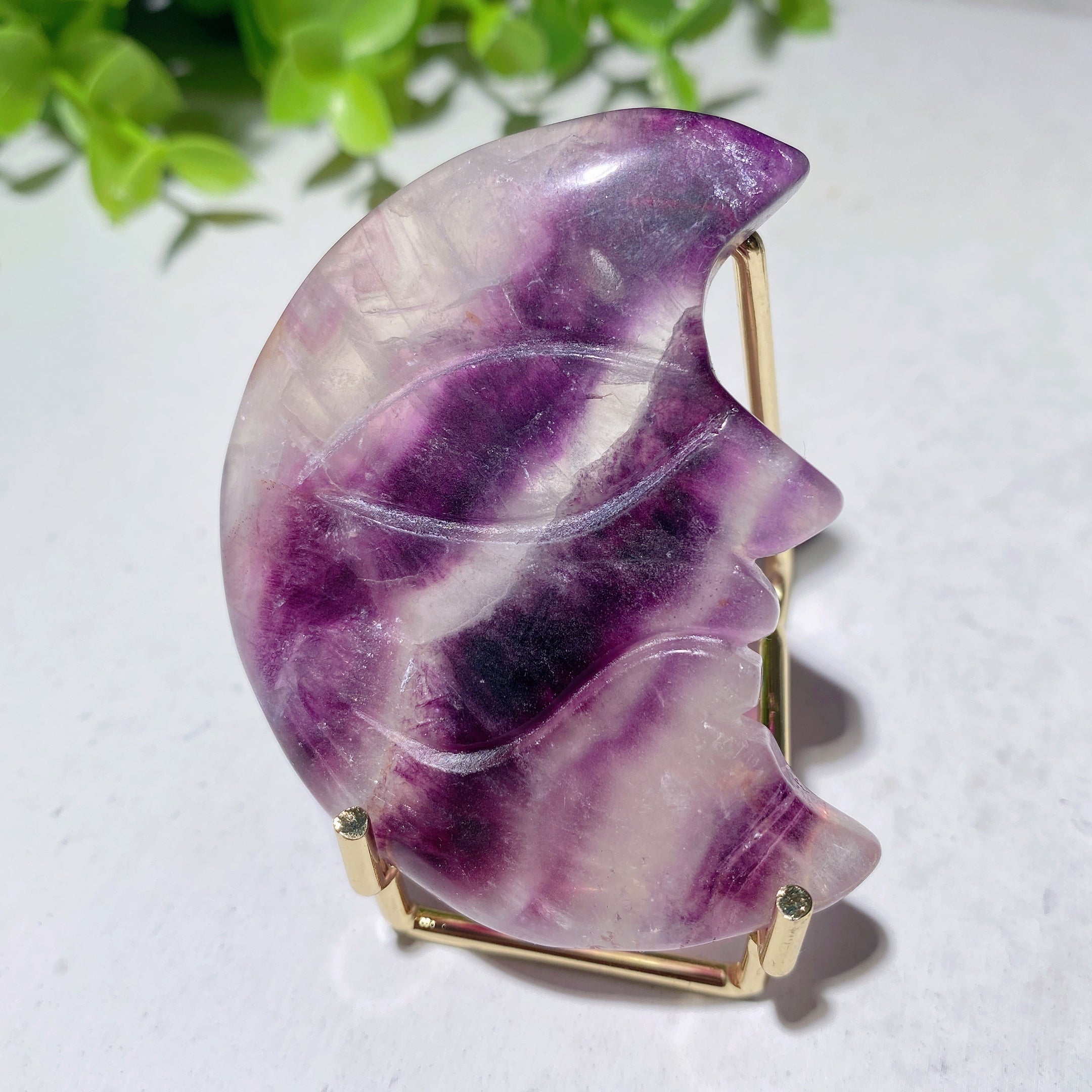 2.3-3.0 inch Fluorite Moon Face Crystal Figurine