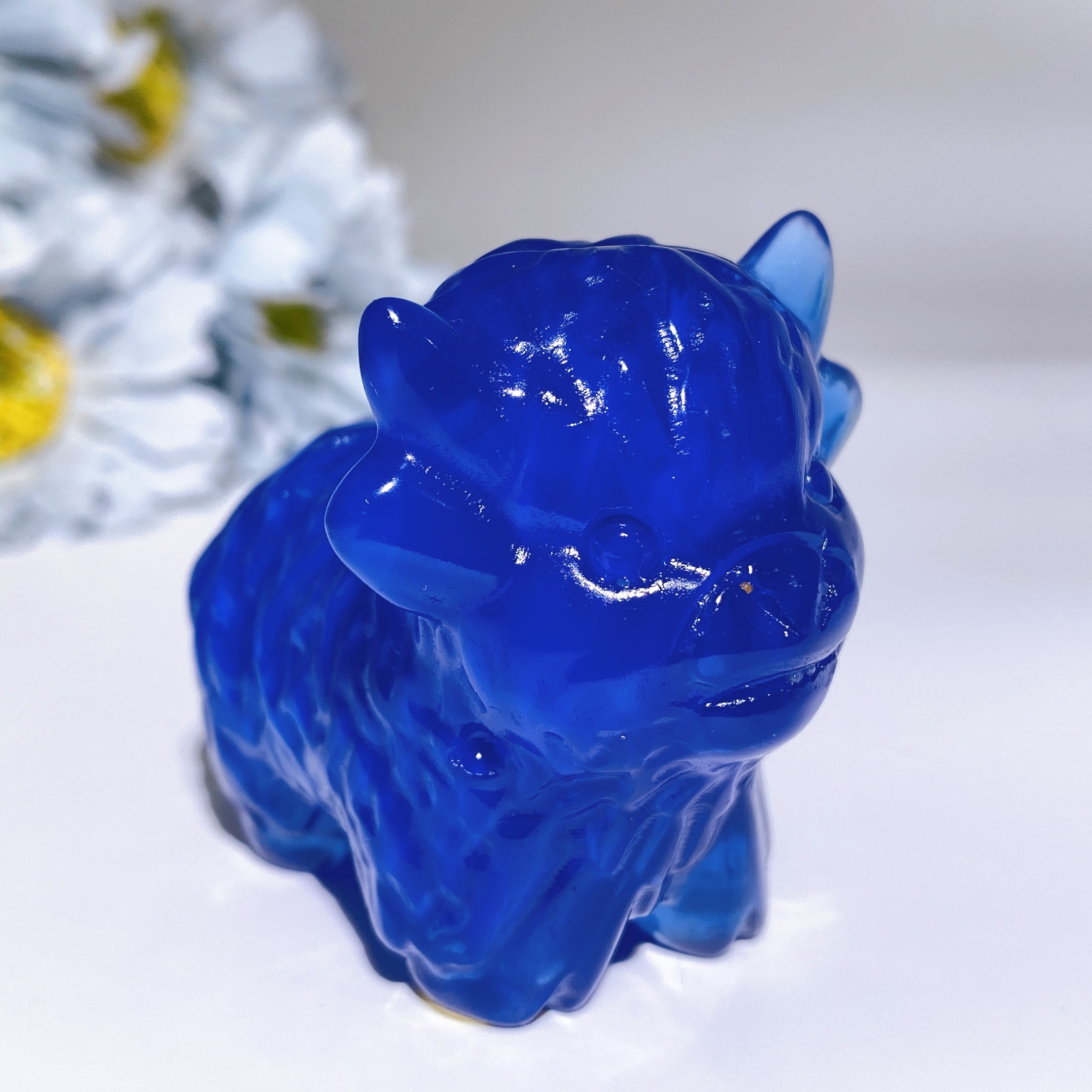 2,3" handgeschnitzte Kristall-Rinderfigur, Heiltotem