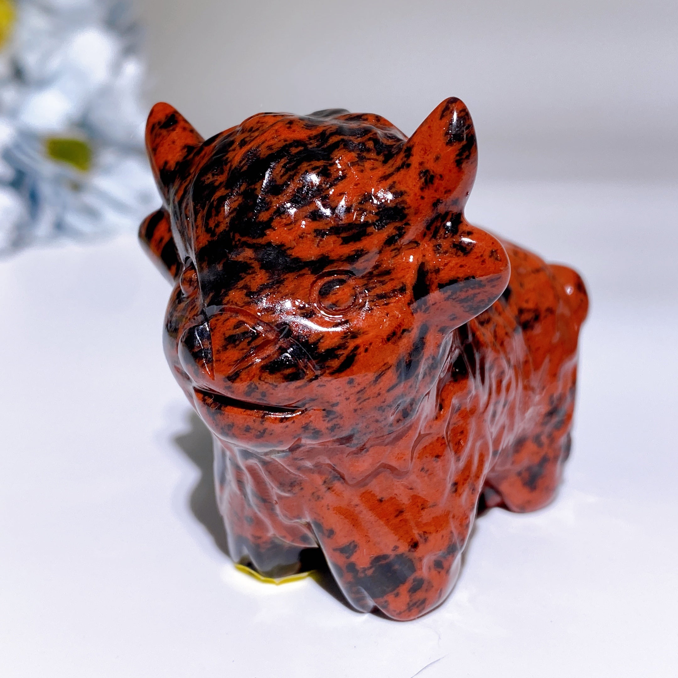 2,3" handgeschnitzte Kristall-Rinderfigur, Heiltotem
