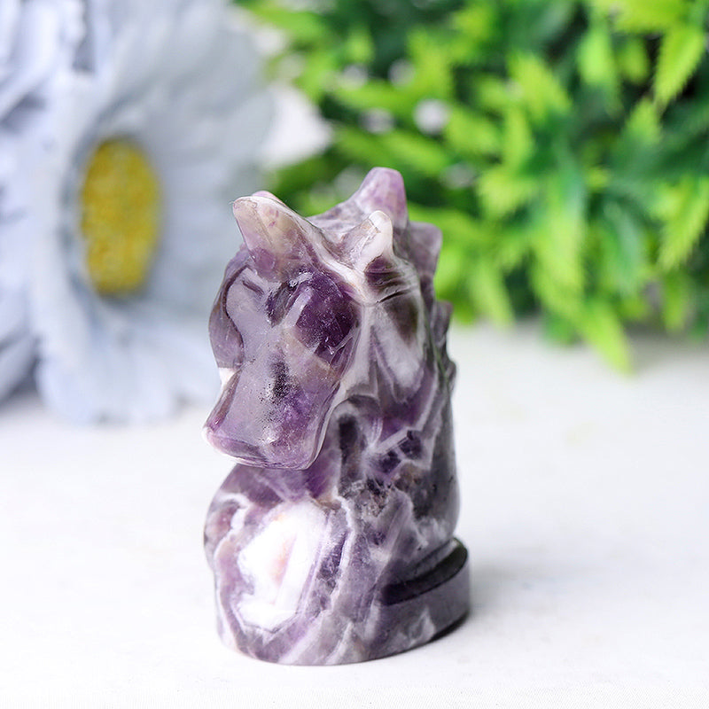2,3 Zoll Amethyst Einhorn Kristall Figur Schnitzerei
