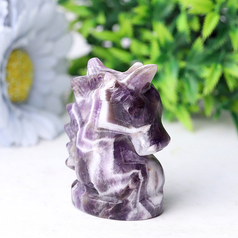2,3 Zoll Amethyst Einhorn Kristall Figur Schnitzerei