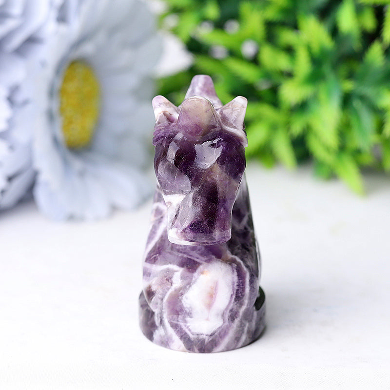2,3 Zoll Amethyst Einhorn Kristall Figur Schnitzerei