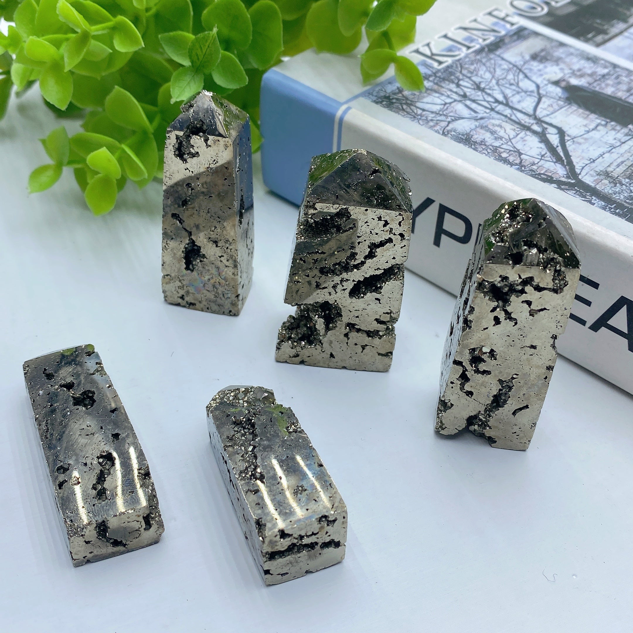 2-3 Inch Druzy Pyrite Crystal Points for Healing Energy