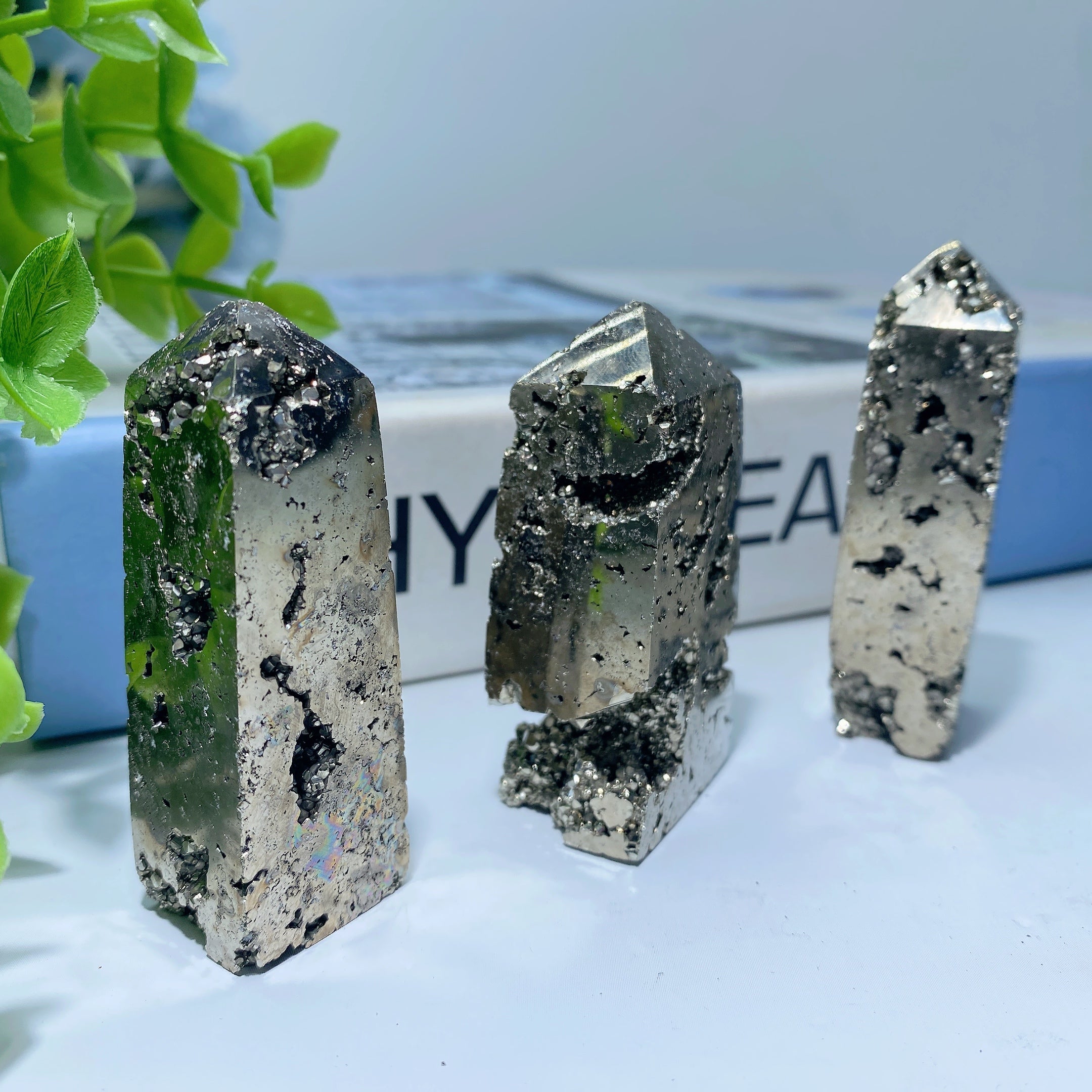 2-3 Inch Druzy Pyrite Crystal Points for Healing Energy