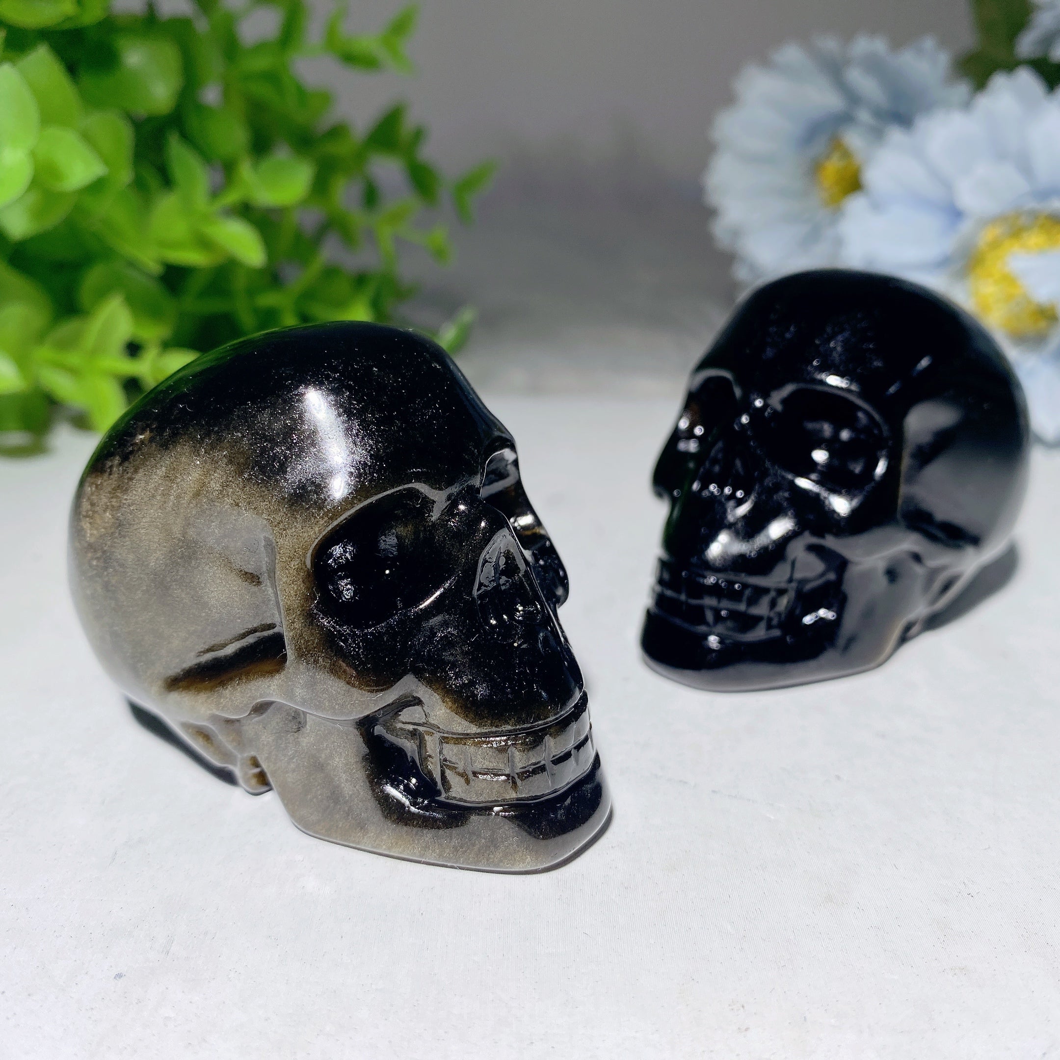 2.3 inch Golden Obsidian Skull Carving for Crystal Healing and Meditation