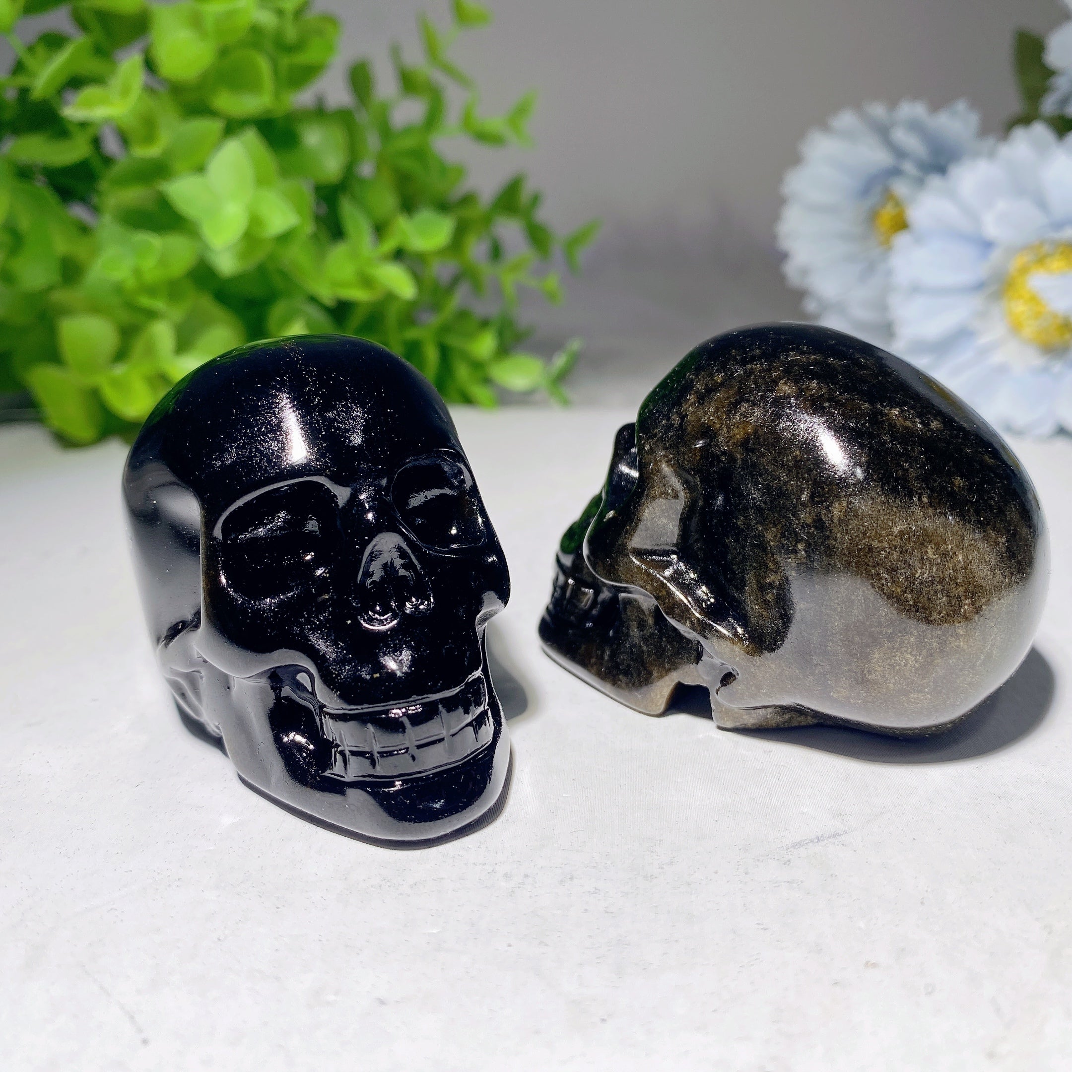 2.3 inch Golden Obsidian Skull Carving for Crystal Healing and Meditation