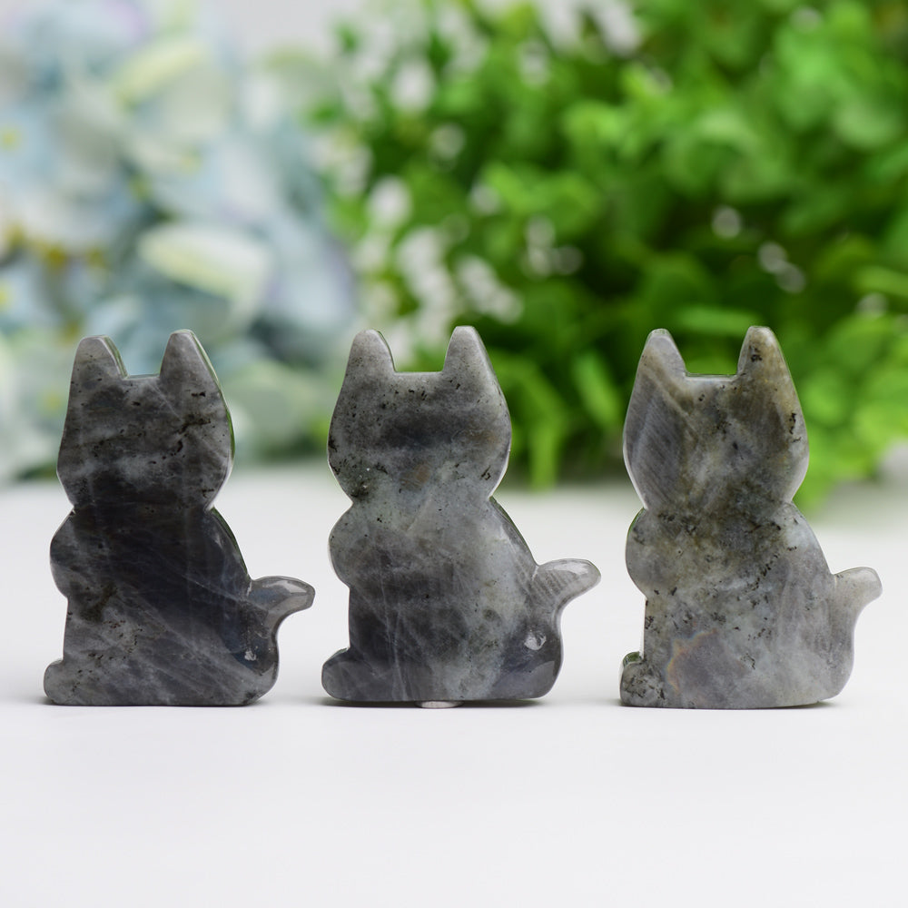 2,3 Zoll Labradorit Heilkatze Kristall Schnitzfigur