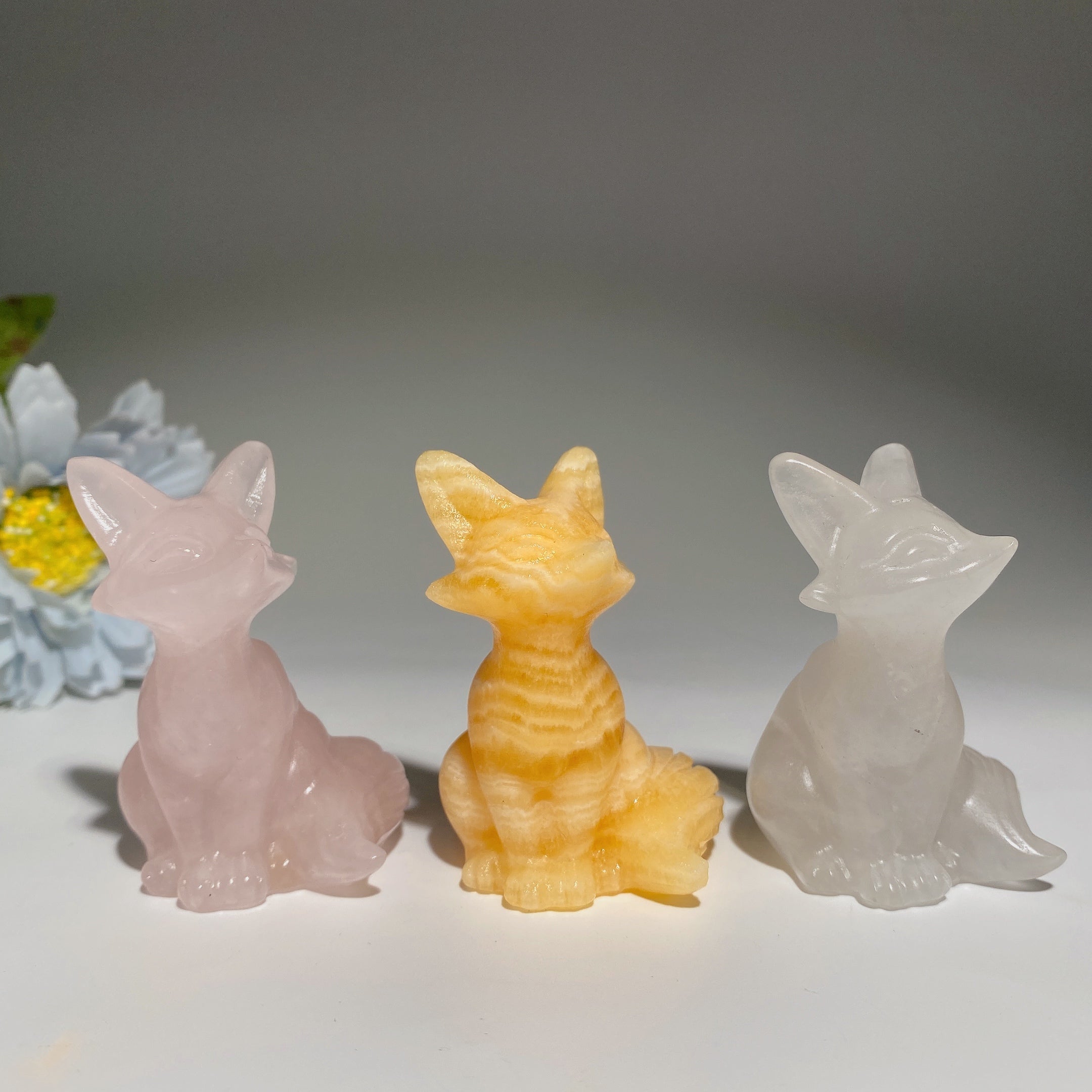 2.3 inch Mixed Crystal Fox Carving with Healing Energy