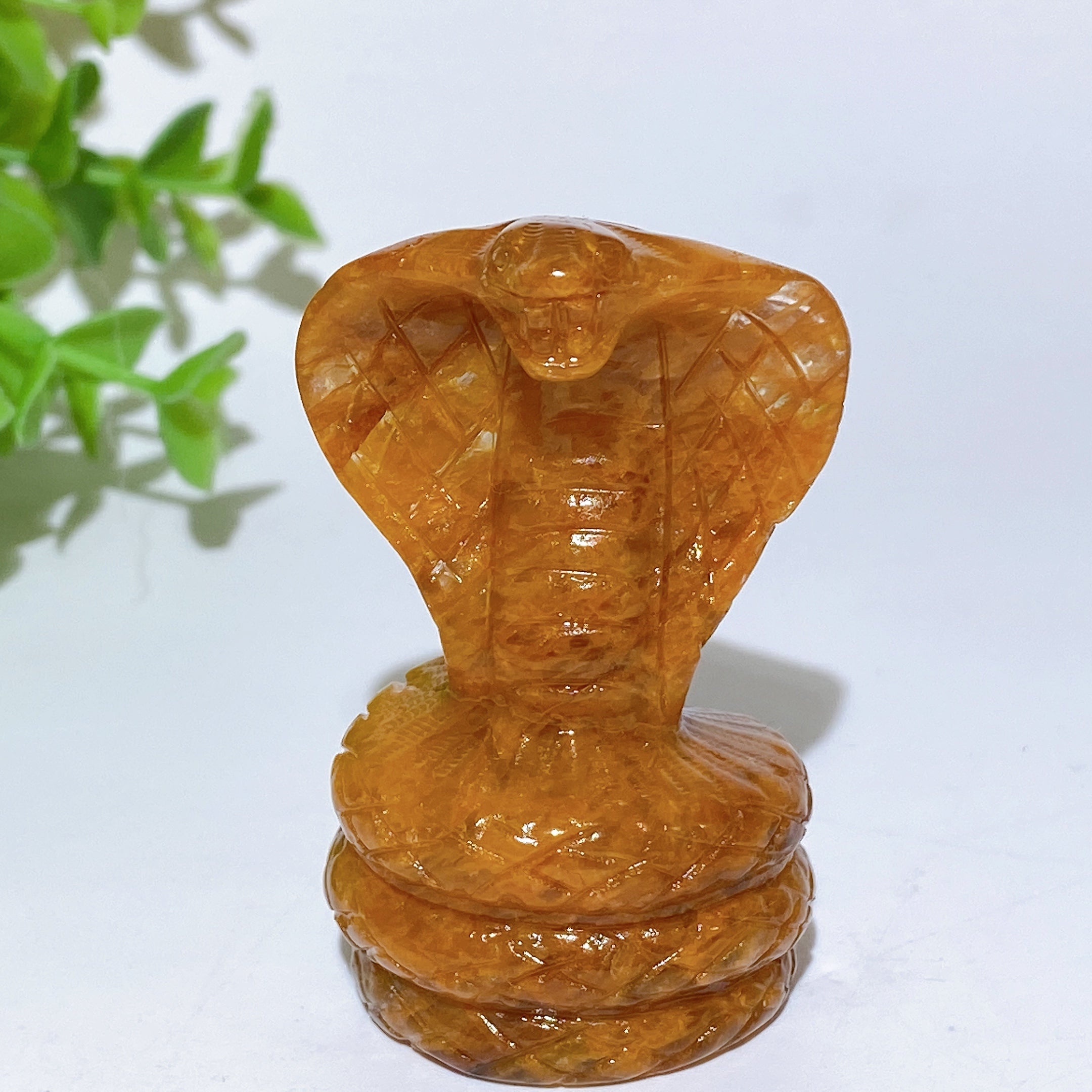 2,3 Zoll große Kristall-Kobra-Schlangenschnitzereien aus Jade, Lapislazuli und Golden Healer