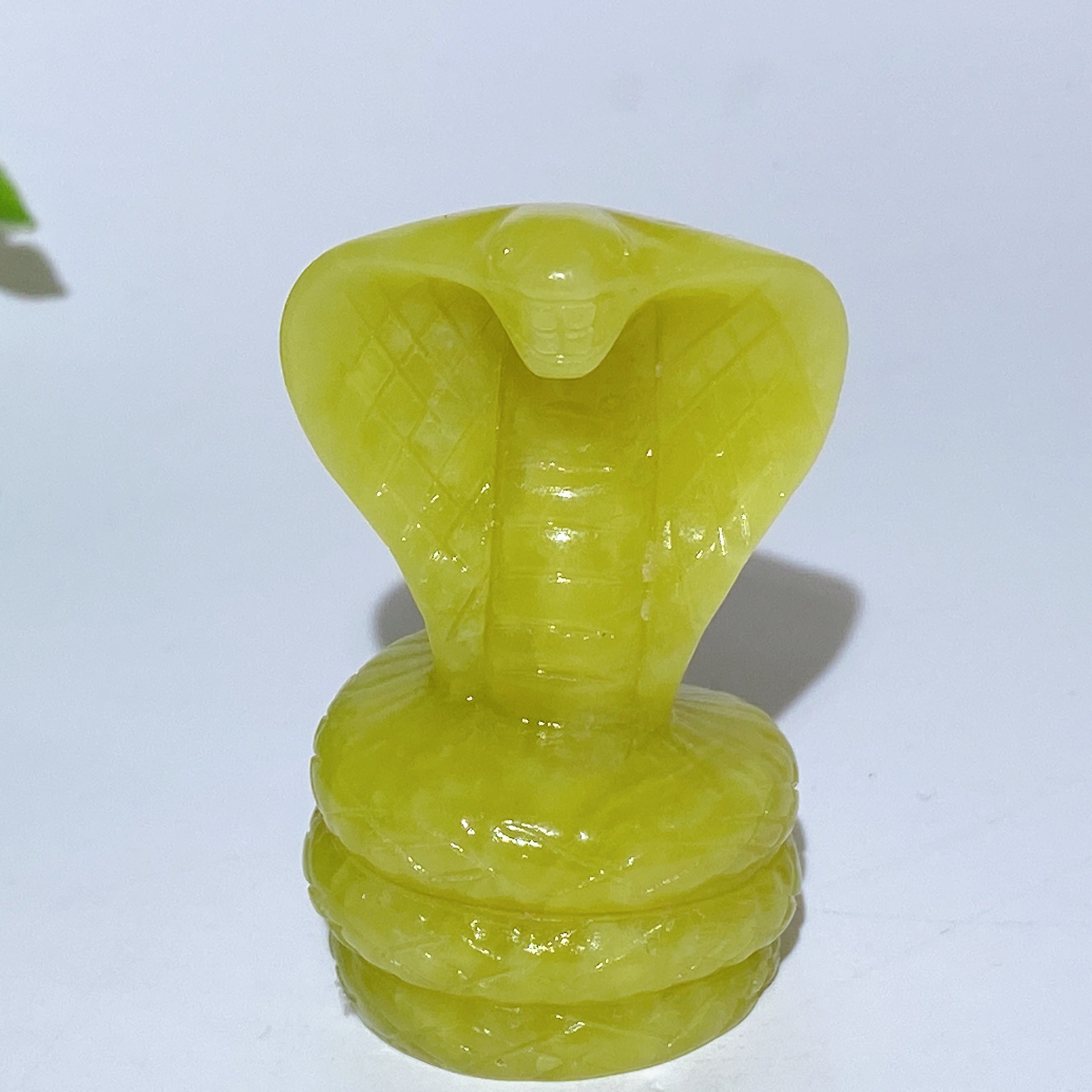 2,3 Zoll große Kristall-Kobra-Schlangenschnitzereien aus Jade, Lapislazuli und Golden Healer
