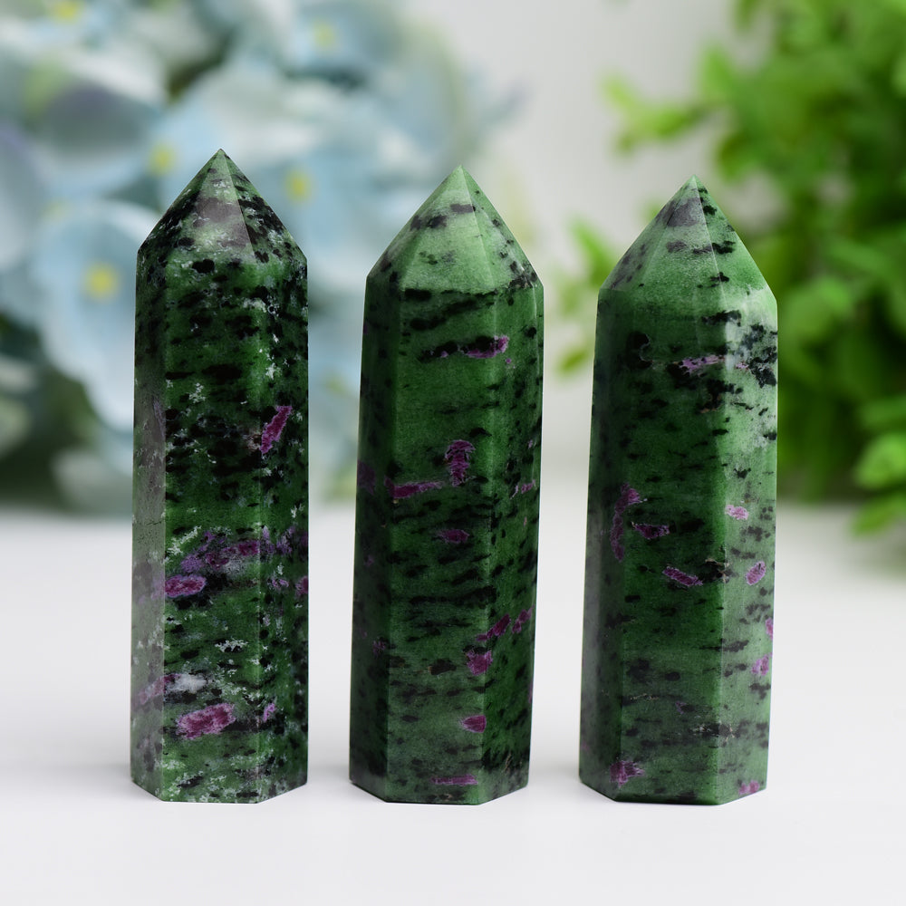 2.5-4.0 inch Ruby in Zoisite Crystal Point for Healing