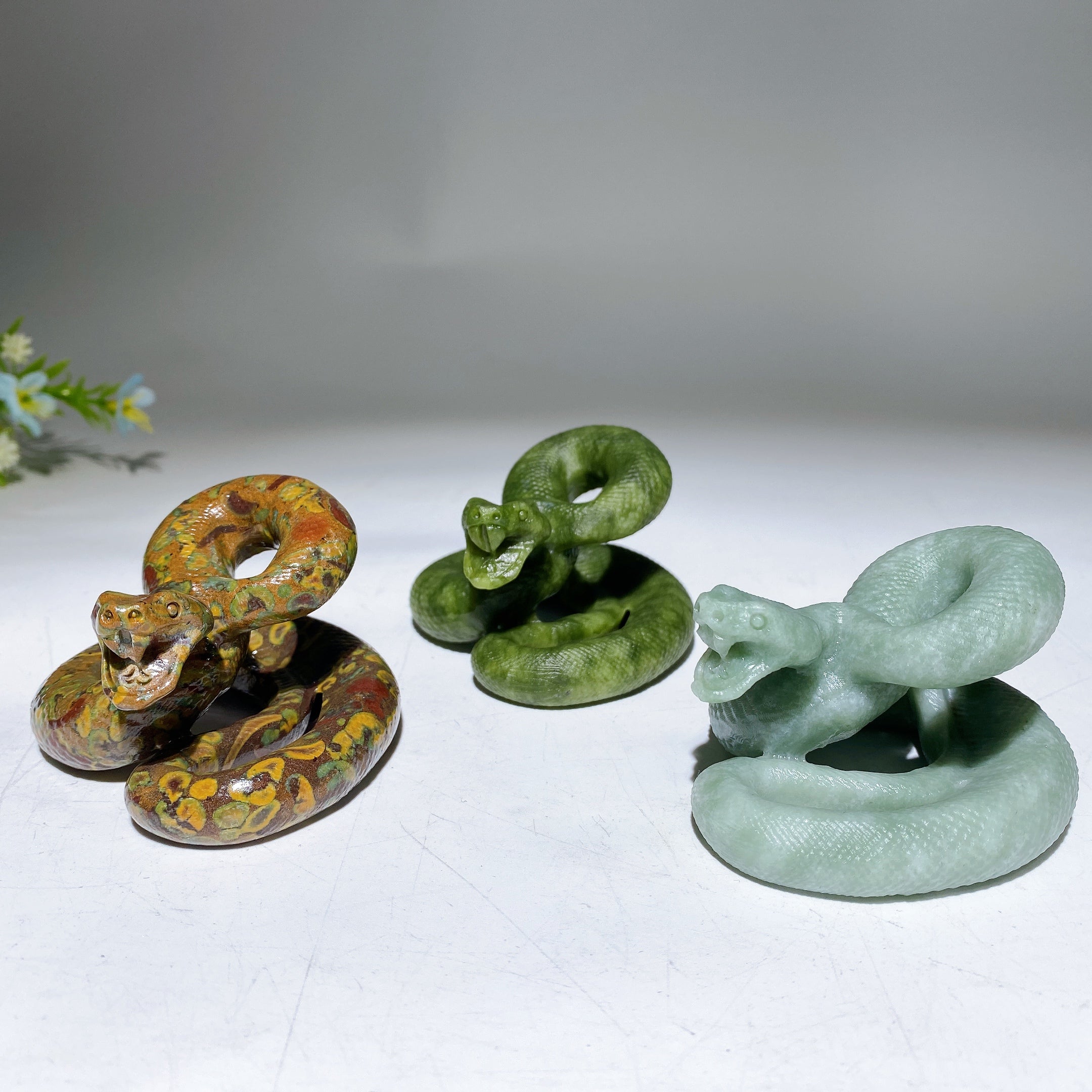2.5" Crystal Snake Carving – Hand Carved Crystal Animal