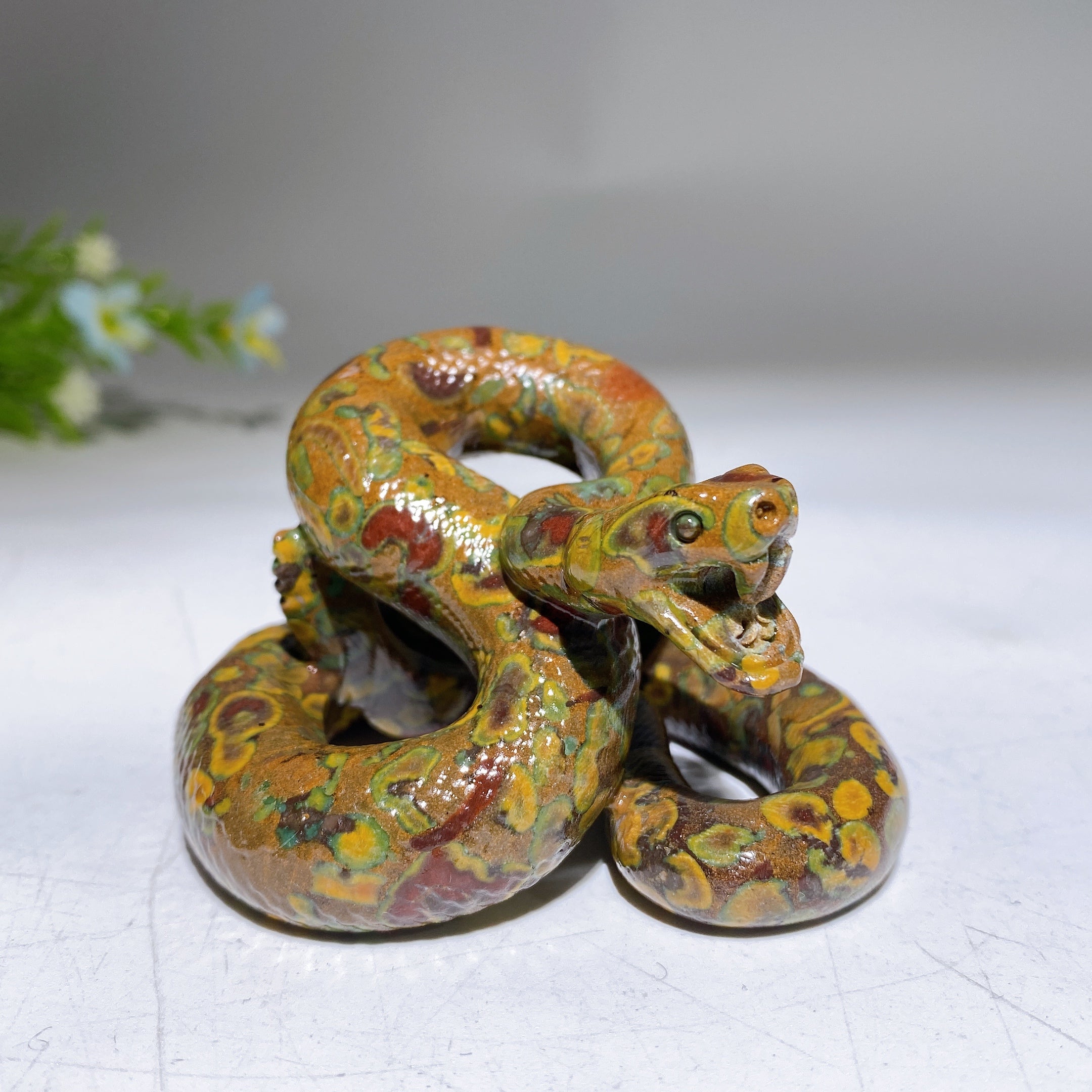 2.5" Crystal Snake Carving – Hand Carved Crystal Animal