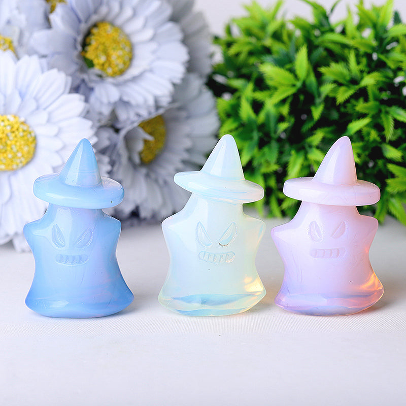 2.5 inch Blue Opalite Witch Crystal Figurine for Halloween
