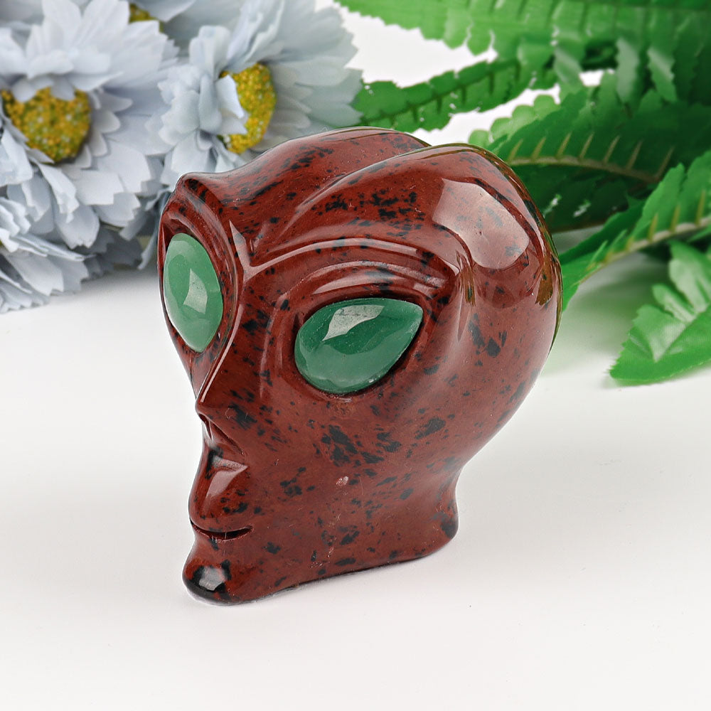 2.5 inch Crystal Alien Skull Carving in Rose Quartz & More