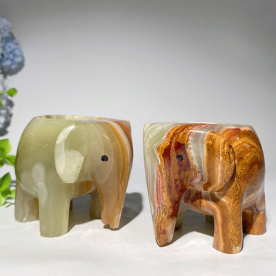 2,5 Zoll großer grüner afghanischer Jade-Elefanten-Kerzenhalter zur Heilung