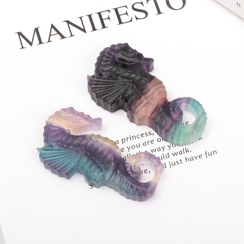 2.5 Inch Hand Carved Fluorite Hippocampus