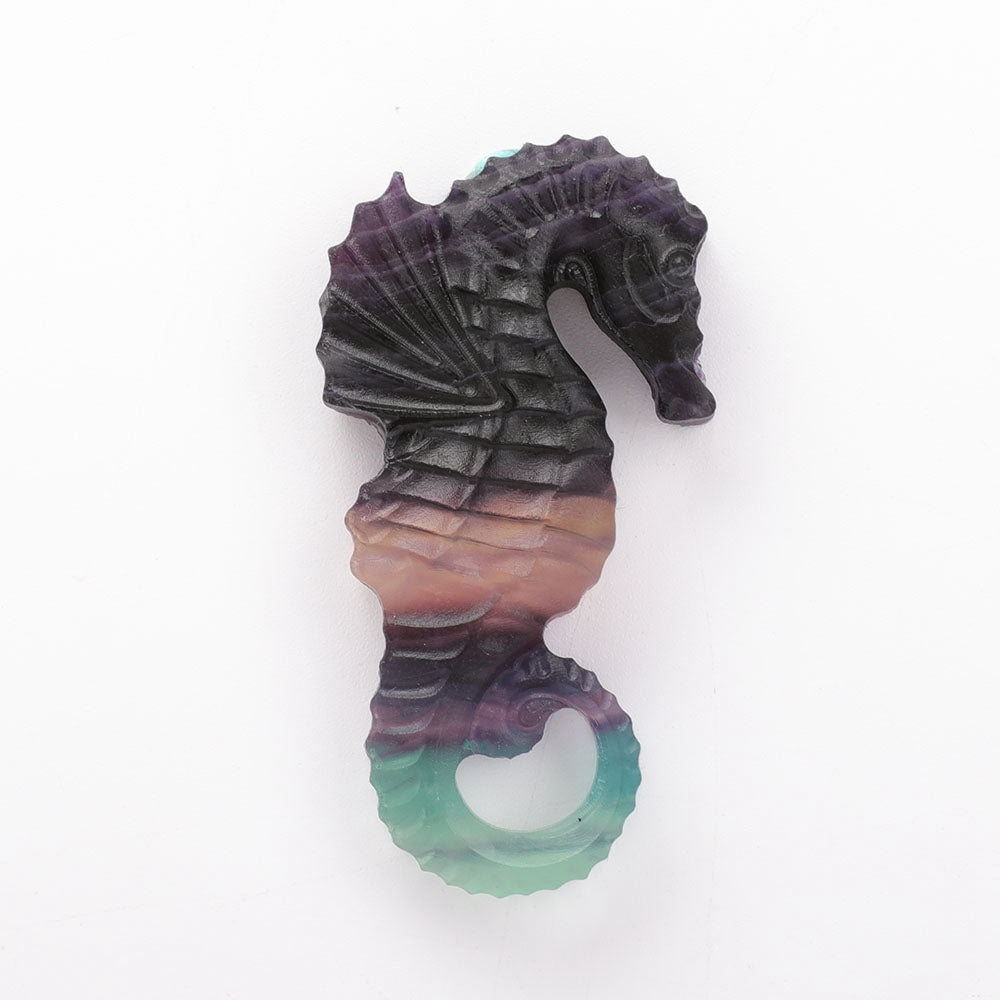 2.5 Inch Hand Carved Fluorite Hippocampus