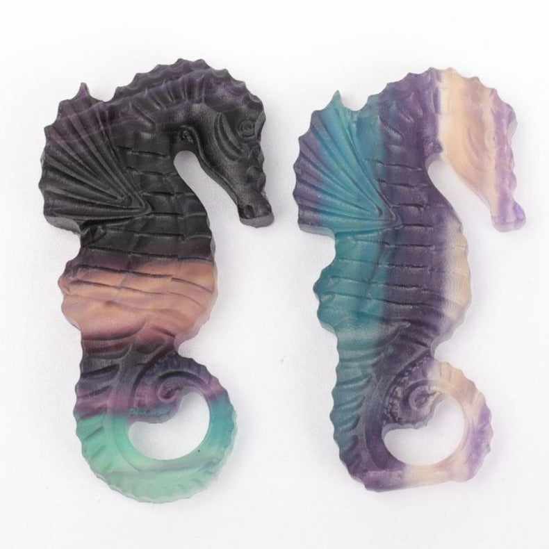 2.5 Inch Hand Carved Fluorite Hippocampus