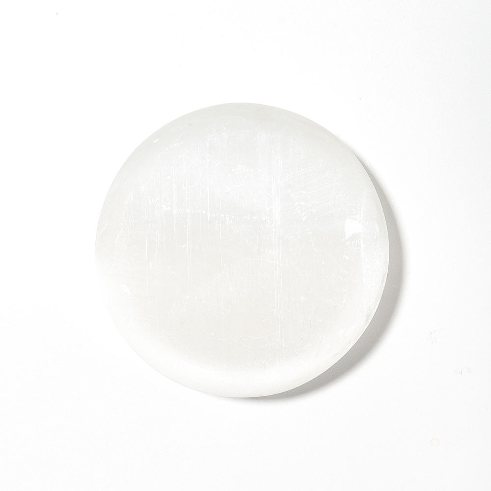 2.5 Inch Laser Engraved Selenite Palm Stone for Meditation