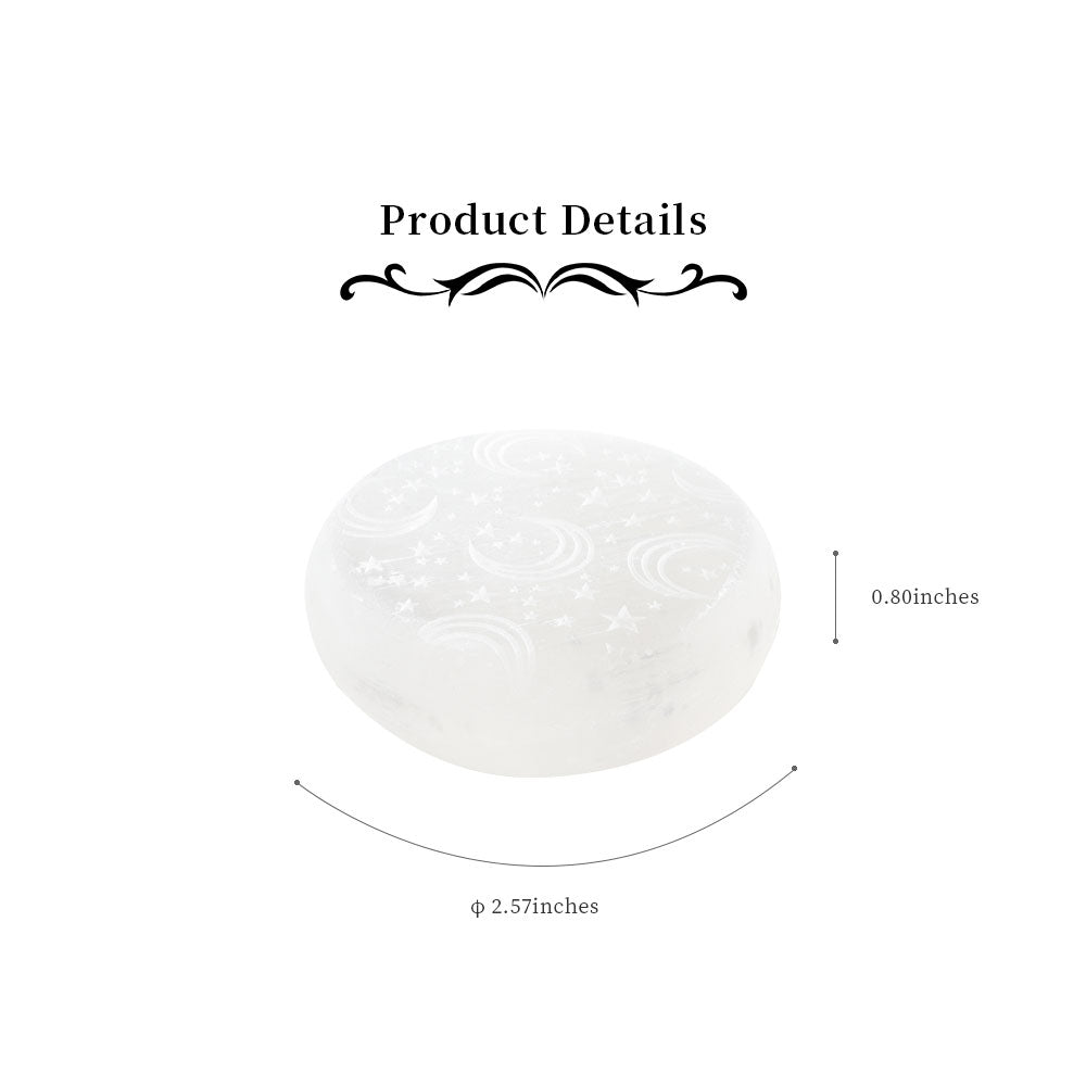 2.5 Inch Laser Engraved Selenite Palm Stone for Meditation