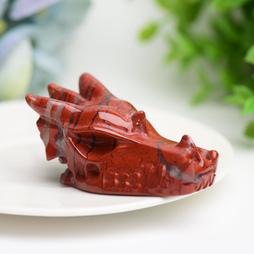 2.5 inch Mixed Crystal Dragon Head Carving Figurine