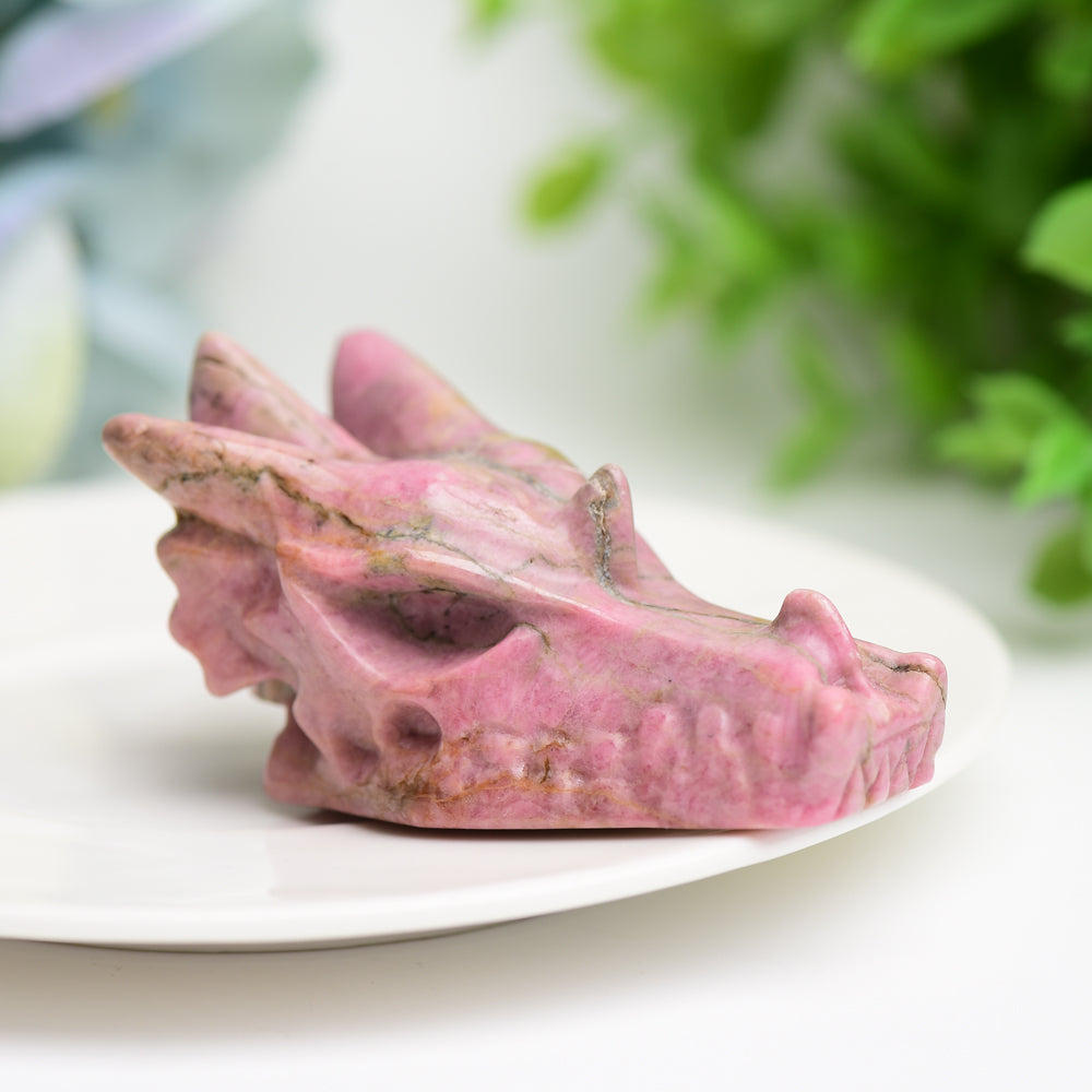 2,5 Zoll gemischte Kristall-Schnitzfigur mit Drachenkopf