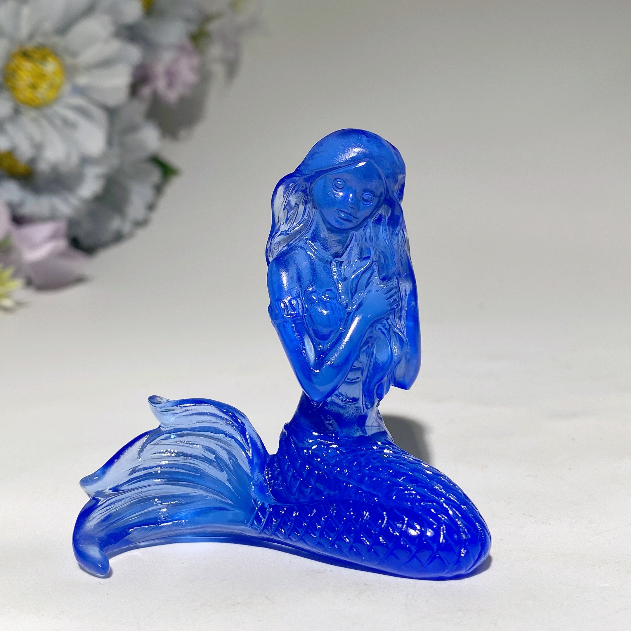 2.5 Inch Pink Opalite Mermaid Crystal Figurine Carving