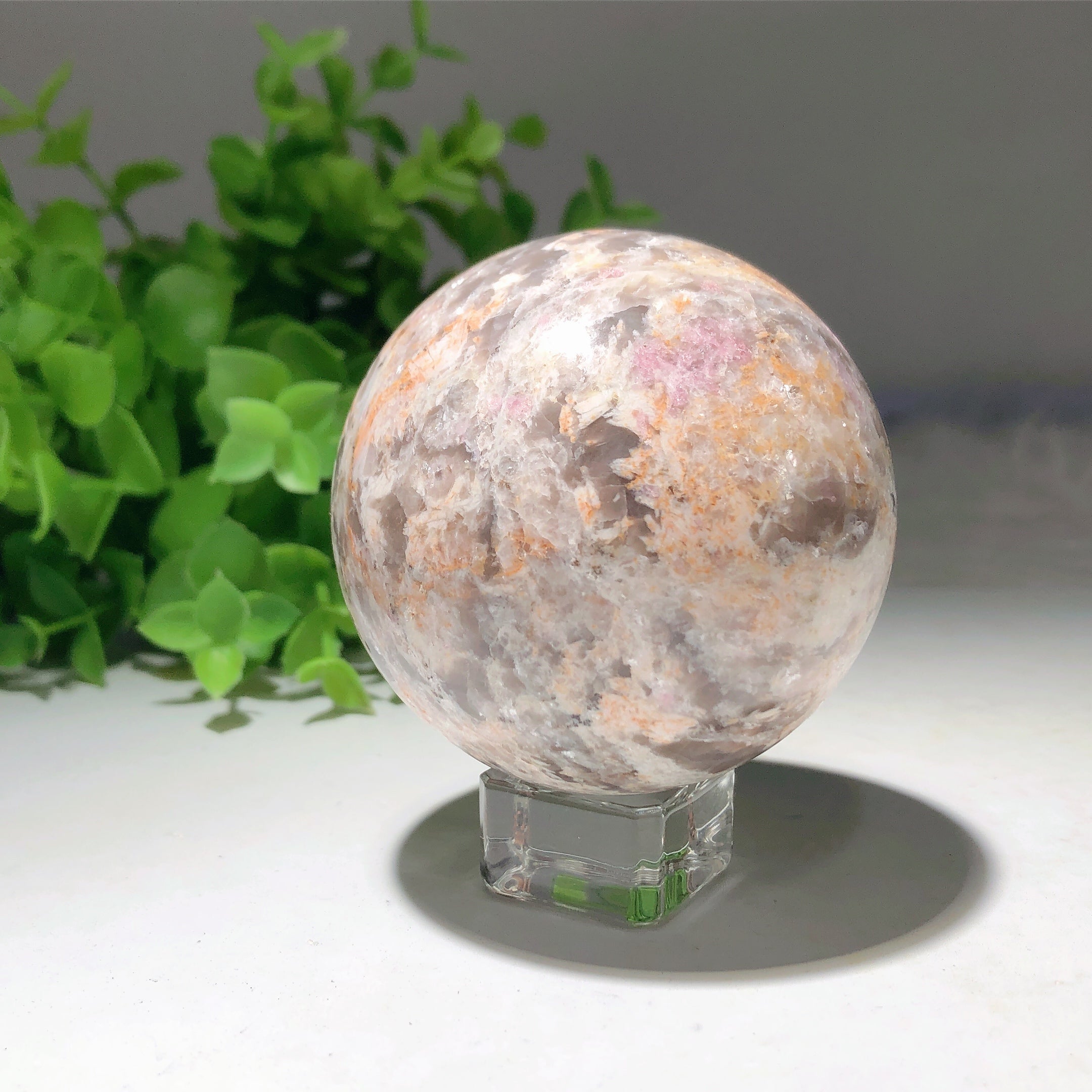 2.5" Pink Tourmaline in Mica Smoky Quartz Crystal Sphere