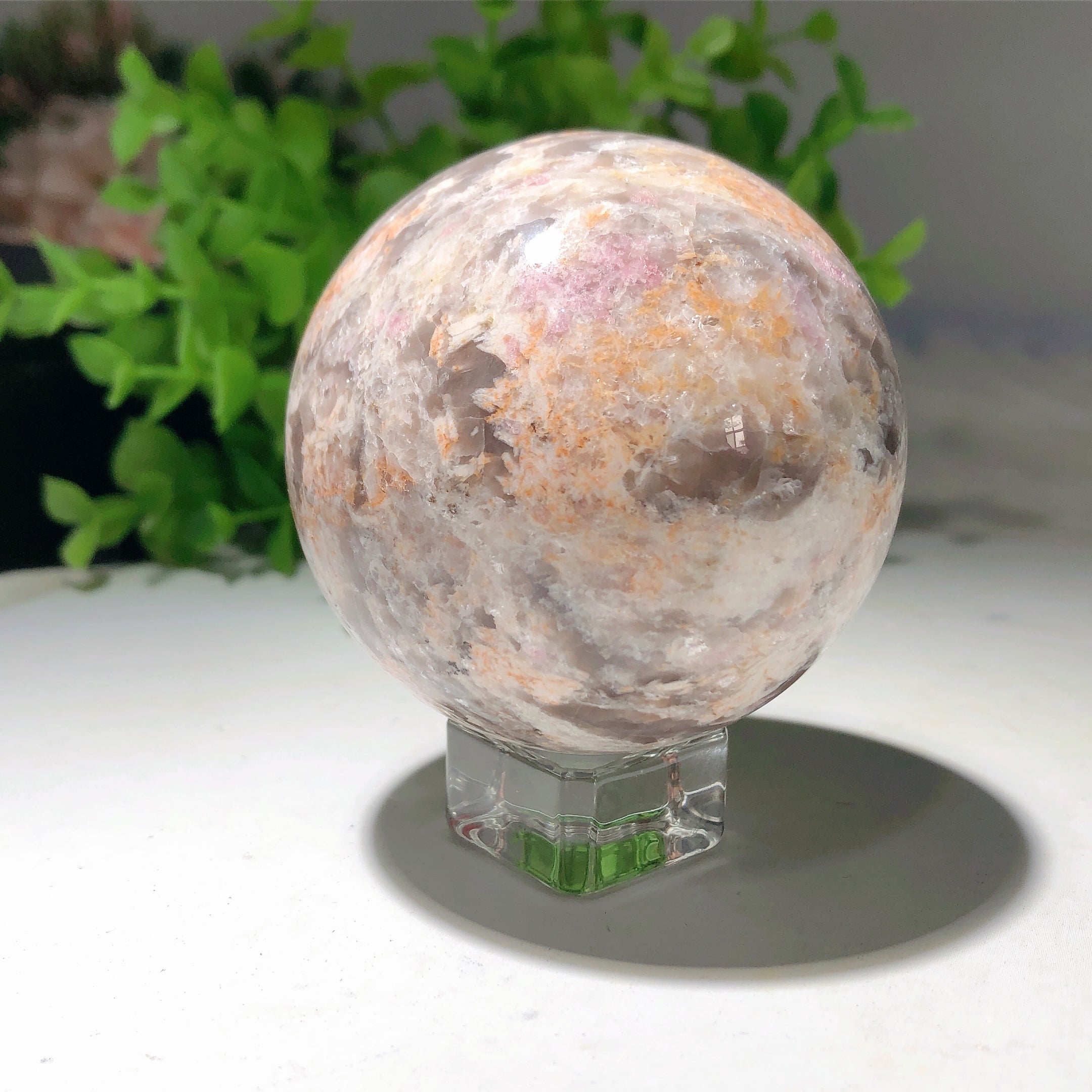 2.5" Pink Tourmaline in Mica Smoky Quartz Crystal Sphere