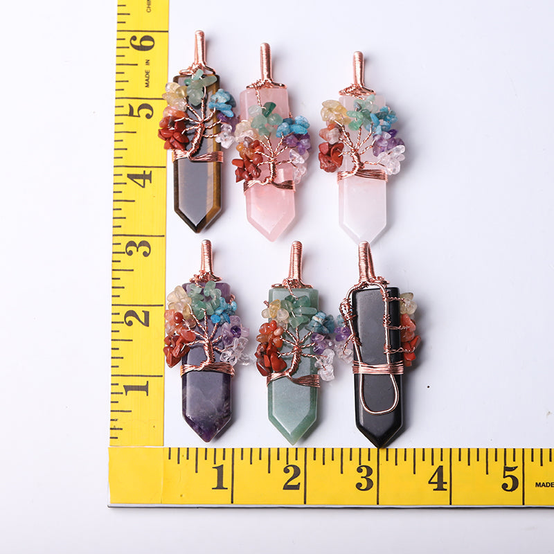 2.5" Tree of Life Crystal Pendant with Healing Gemstones