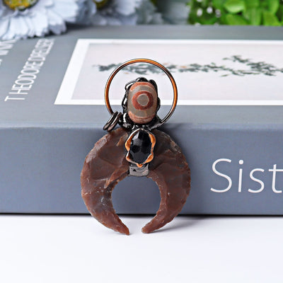 2,6 Zoll Achat Mondform Kristall Anhänger für Schmuck DIY