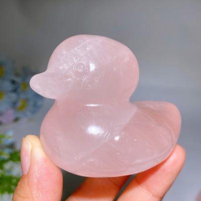 2,6 Zoll Rosenquarz Traum Amethyst Kristall Ente Schnitzerei
