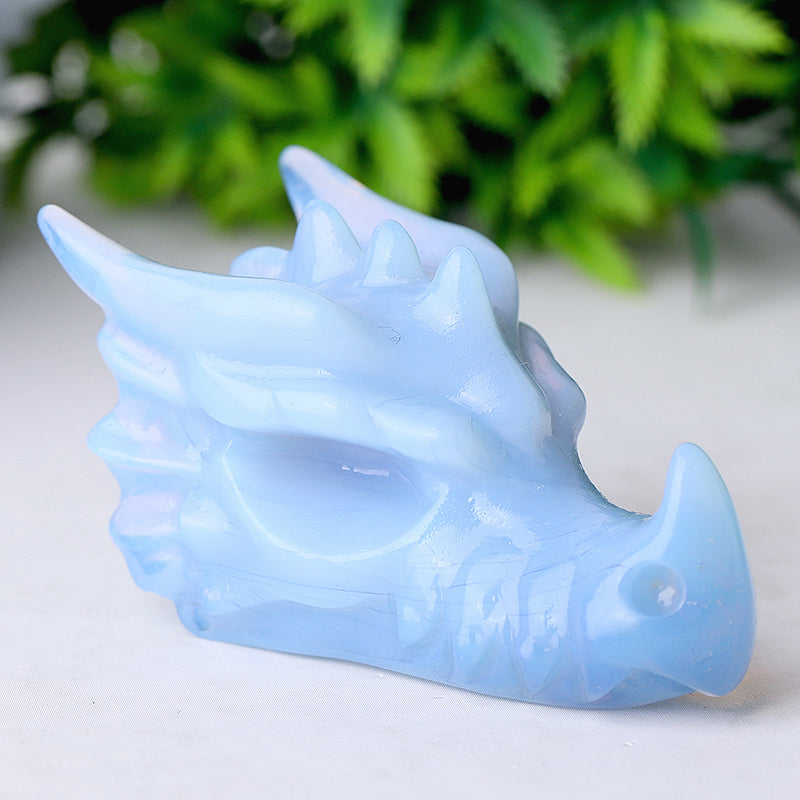 2.7 inch Blue Opalite Crystal Dragon Head Carving