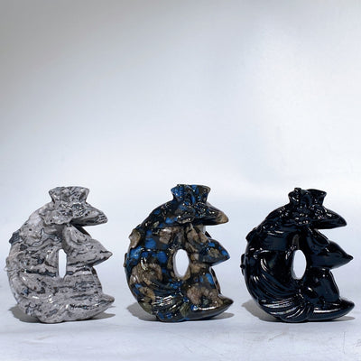 2,7 Zoll große Kristallfuchs-Mondschnitzerei-Heilfigur