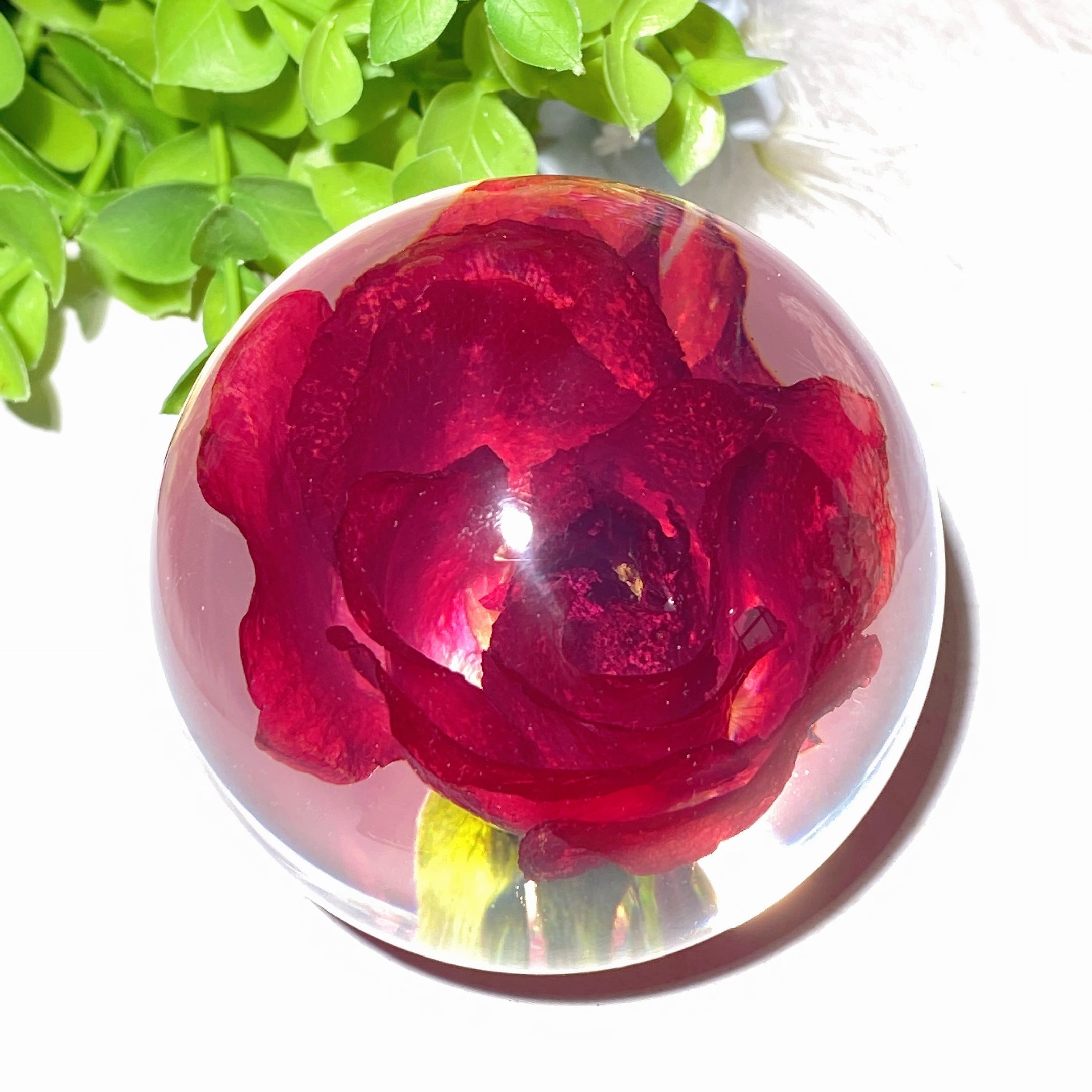 2.7 Inch Resin Infused Rose Flower Sphere Crystal Healing Orb